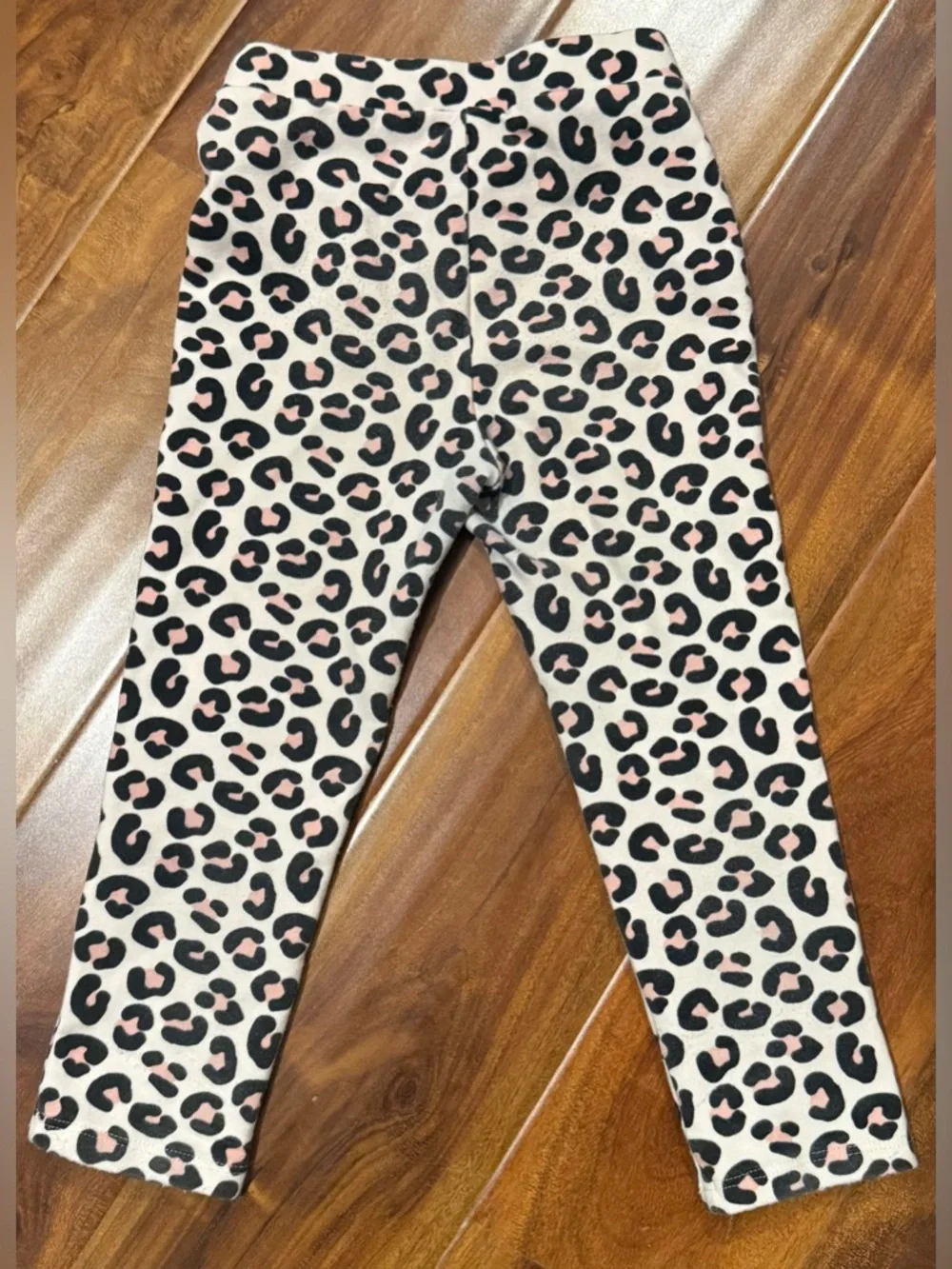 Gymboree Cream Leggings with Black and Pink Leopard Spots